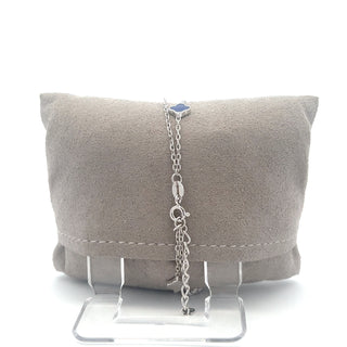 925 Silver Blue Clover Bracelet 7-8" Adjustable Bracelet