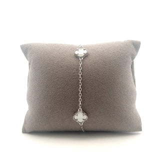 925 Silver Enamel Clover Bracelet 7-8" Adjustable Bracelet