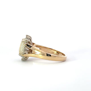 14K Yellow Gold Opal and Natural Diamond Ring