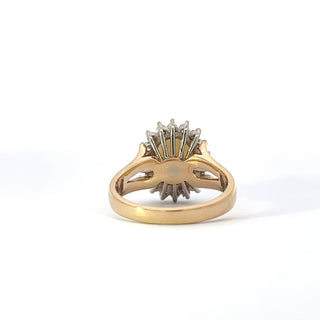 14K Yellow Gold Opal and Natural Diamond Ring
