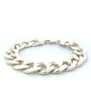 925 Sterling Silver Solid Flat Curb Link Bracelet 10"