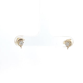 10K Yellow Gold Diamond Dolphin Earrings