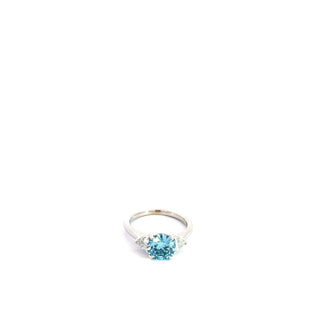 14K White Gold Blue Lab Grown Diamond Ring