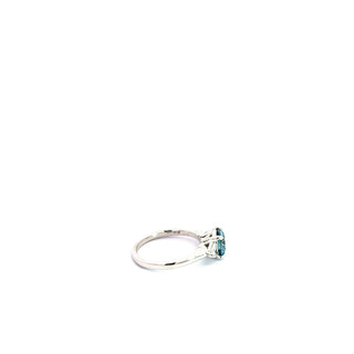 14K White Gold Blue Lab Grown Diamond Ring