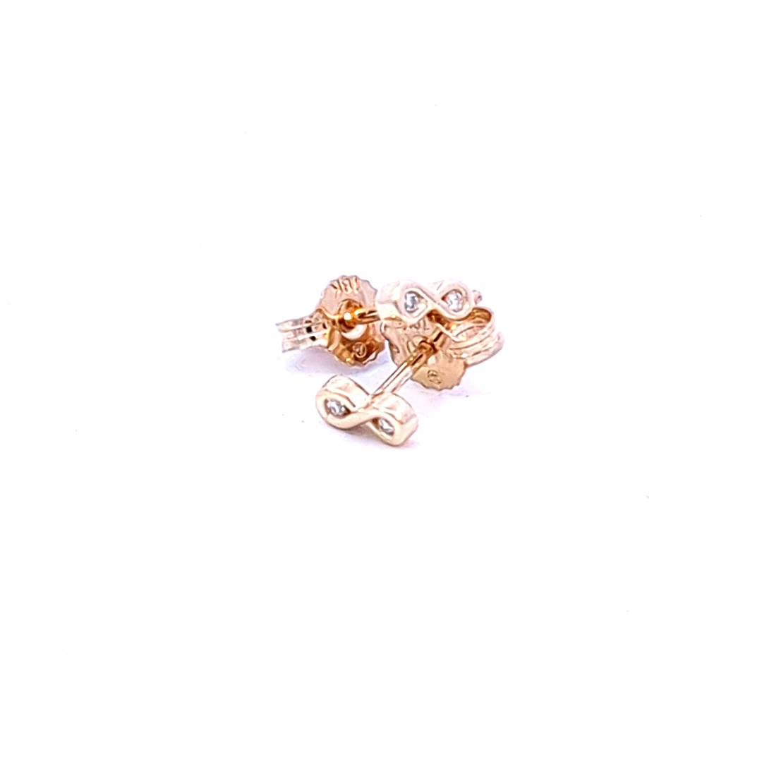 10K Yellow Gold 0.05cttw Round Brilliant Cut Infinity Diamond Stud Earrings