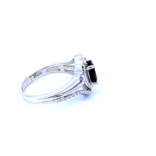 925 Sterling Silver Sapphire & Diamond Ring