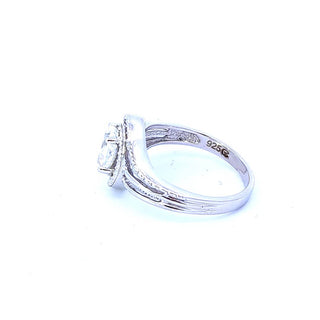 925 Sterling Silver White Topaz & Diamond Ring