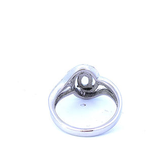 925 Sterling Silver Aquamarine & Diamond Ring