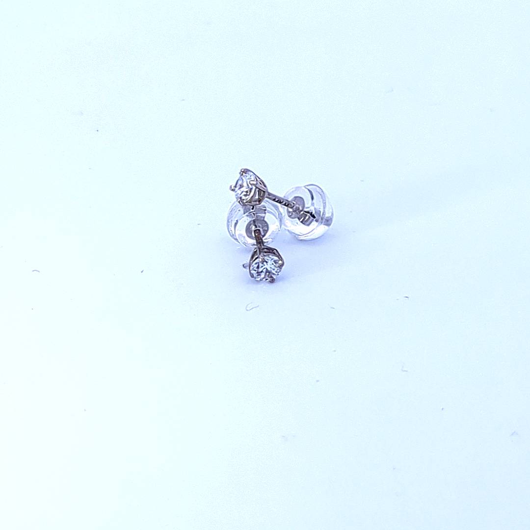 14K White Gold Cubic Zirconia Studs - 3.00mm