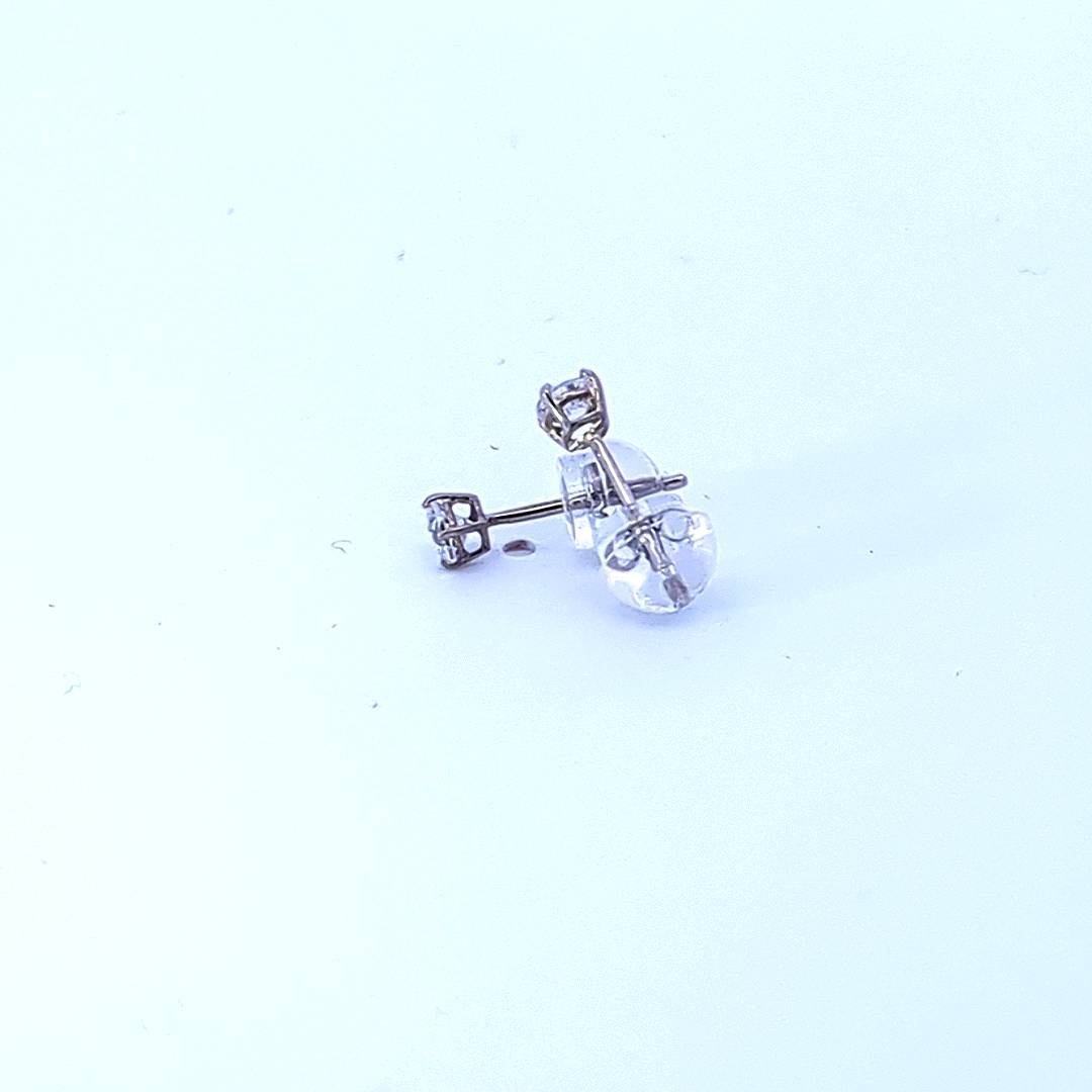 14K White Gold Cubic Zirconia Studs - 3.00mm