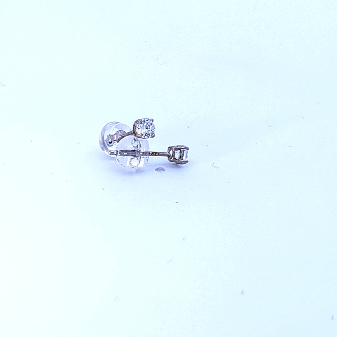 14K White Gold Cubic Zirconia Studs - 3.00mm