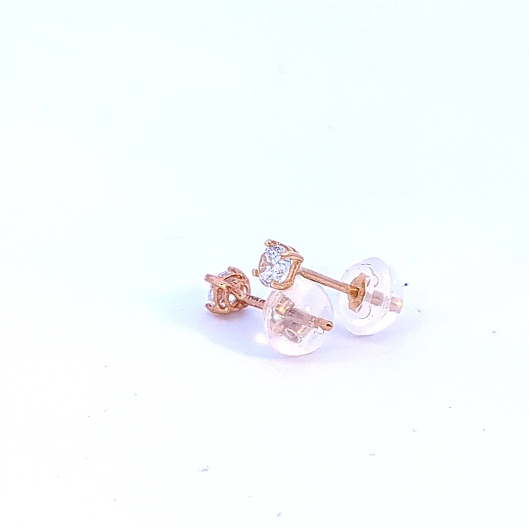 14K Yellow Gold Cubic Zirconia Studs - 3.00mm