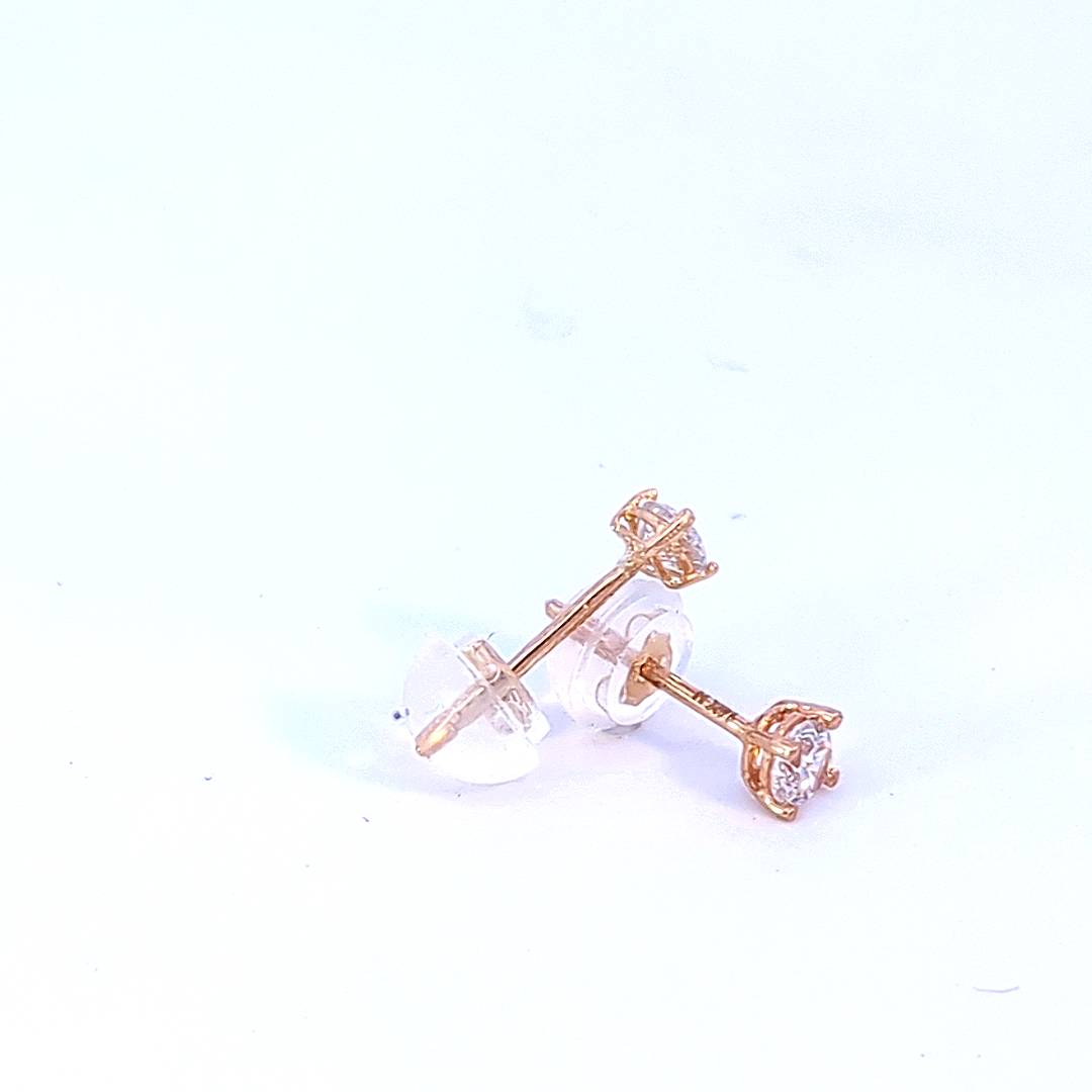 14K Yellow Gold Cubic Zirconia Studs - 3.00mm