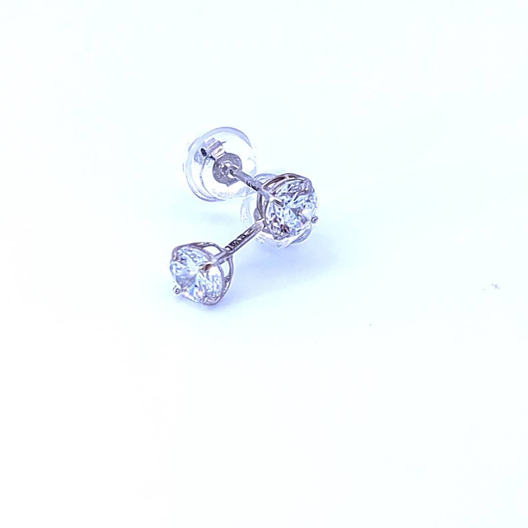 14K White Gold Cubic Zirconia Studs - 4.00mm