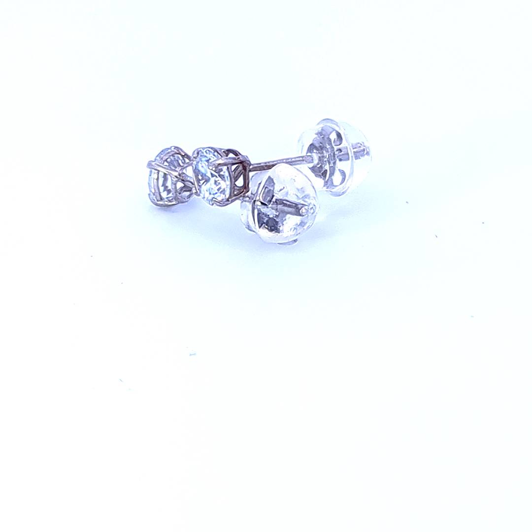 14K White Gold Cubic Zirconia Studs - 4.00mm