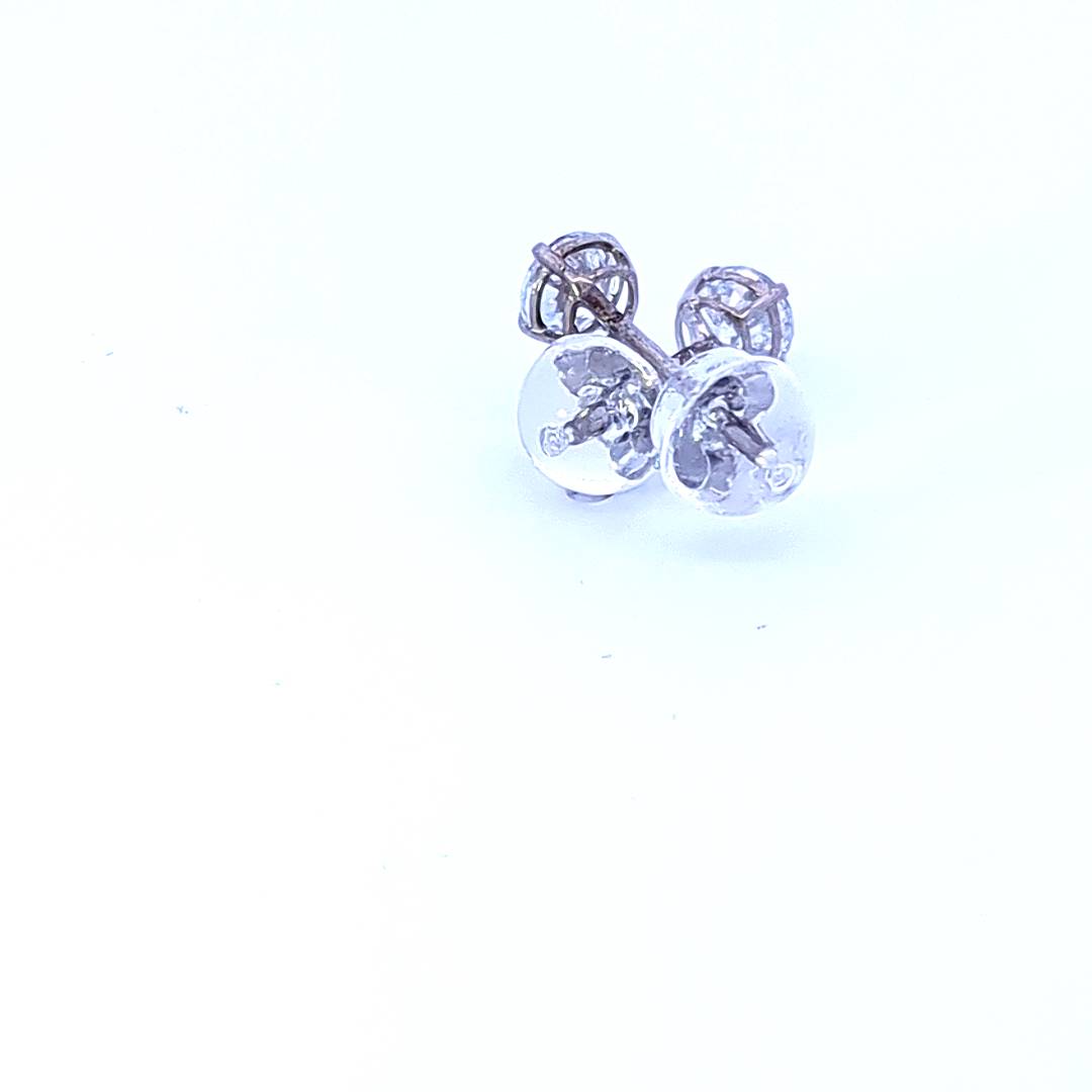 14K White Gold Cubic Zirconia Studs - 4.00mm