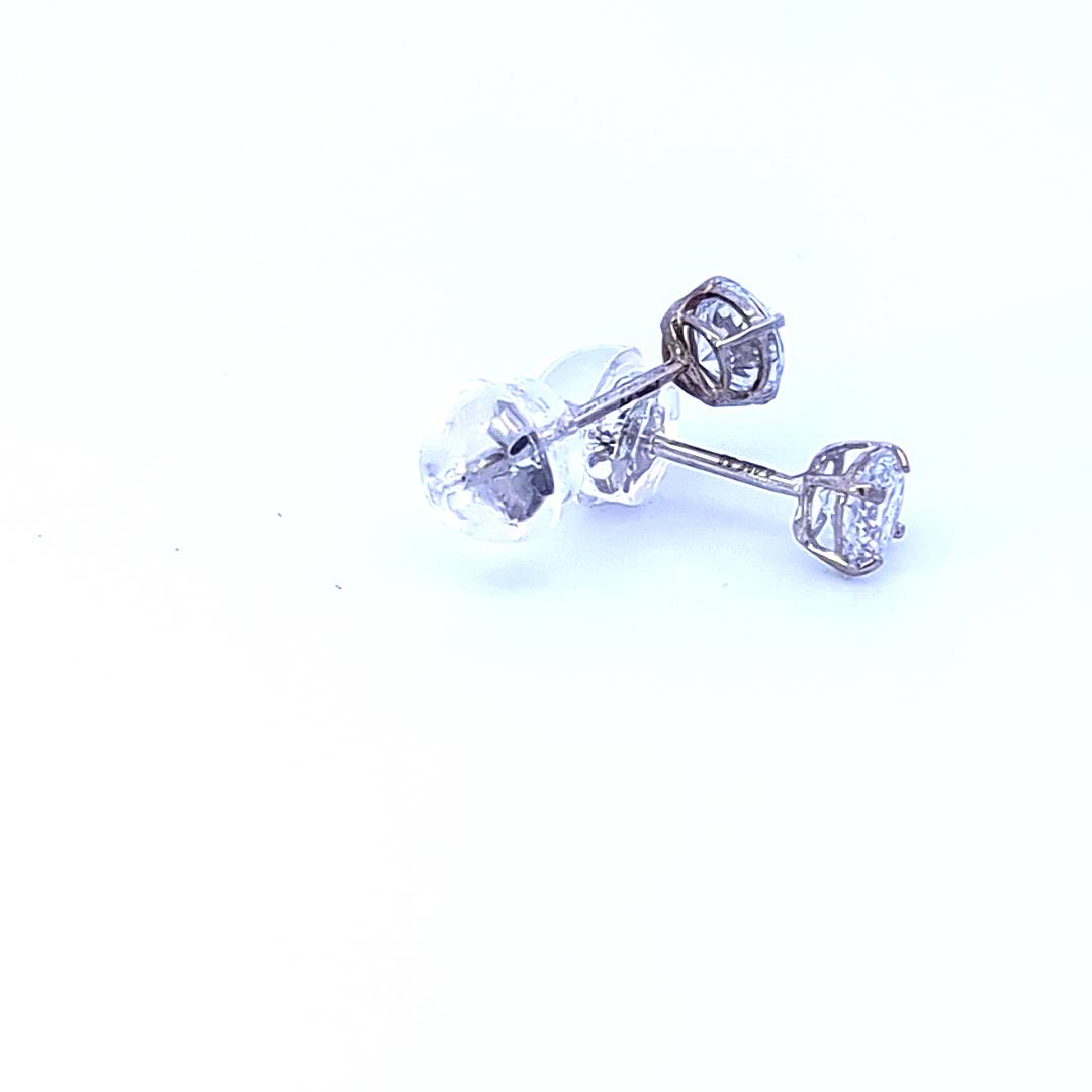 14K White Gold Cubic Zirconia Studs - 4.00mm