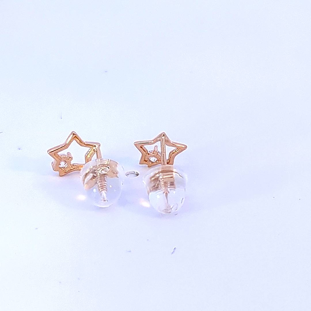 14K Yellow Gold Baby Star Earrings with Cubic Zirconia Screwback