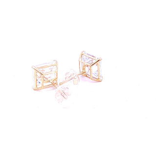 14K Yellow Gold Princess Cut Cubic Zirconia Earrings - 6mm