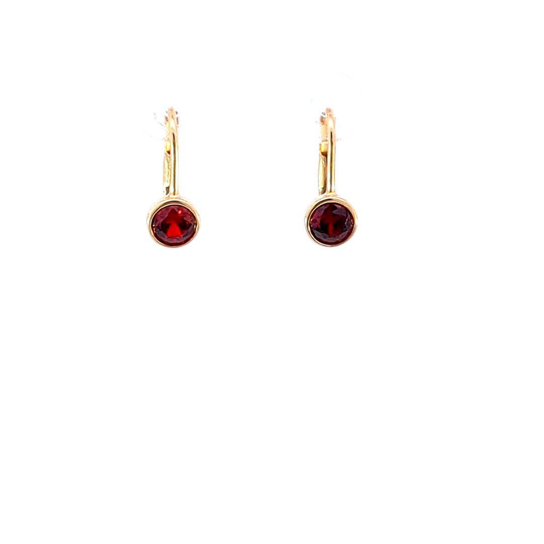 10K Yellow Gold Synthetic Garnet Lever Back Earrings