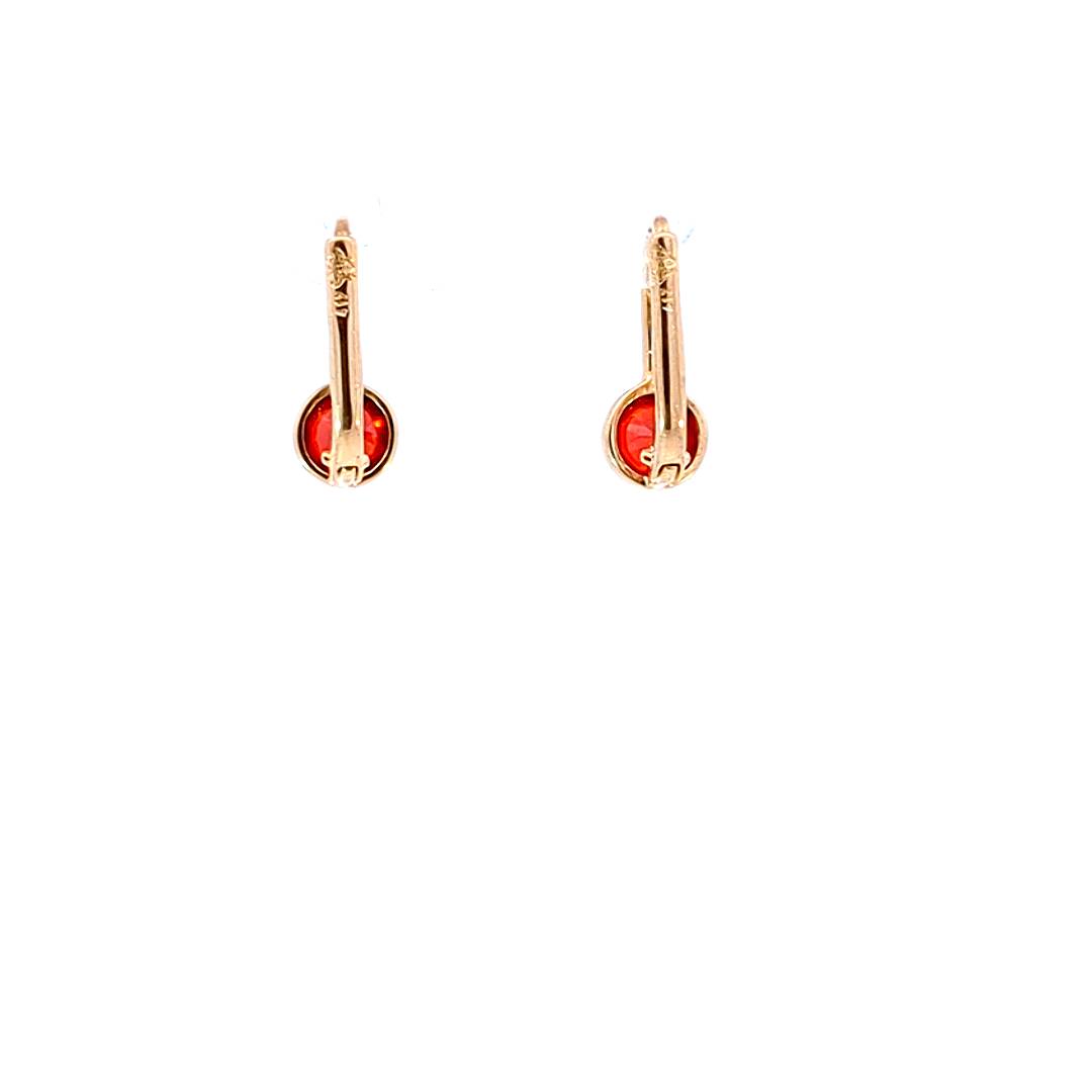 10K Yellow Gold Synthetic Garnet Lever Back Earrings