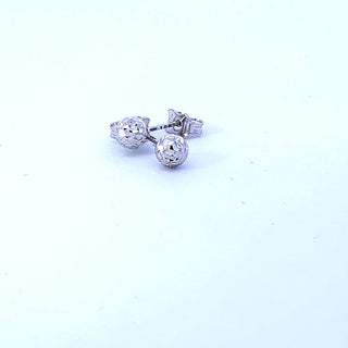Pendientes de bolas con talla de diamante en oro blanco de 10 quilates, 5 mm