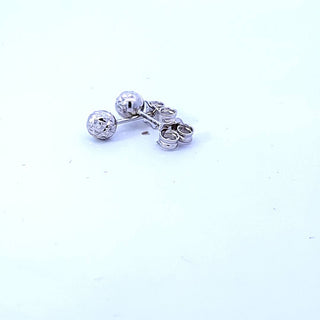Pendientes de bolas con talla de diamante en oro blanco de 10 quilates, 5 mm