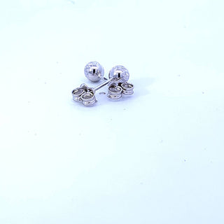 Pendientes de bolas con talla de diamante en oro blanco de 10 quilates, 5 mm
