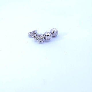 Pendientes de bolas con talla de diamante en oro blanco de 10 quilates, 5 mm