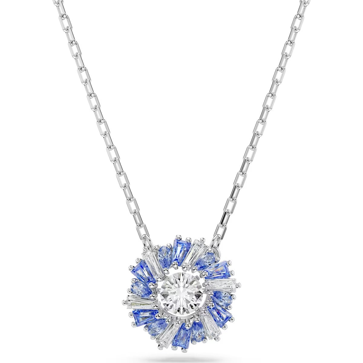 Swarovski - Idyllia pendant, Flower, Blue, Rhodium plated - 5680013