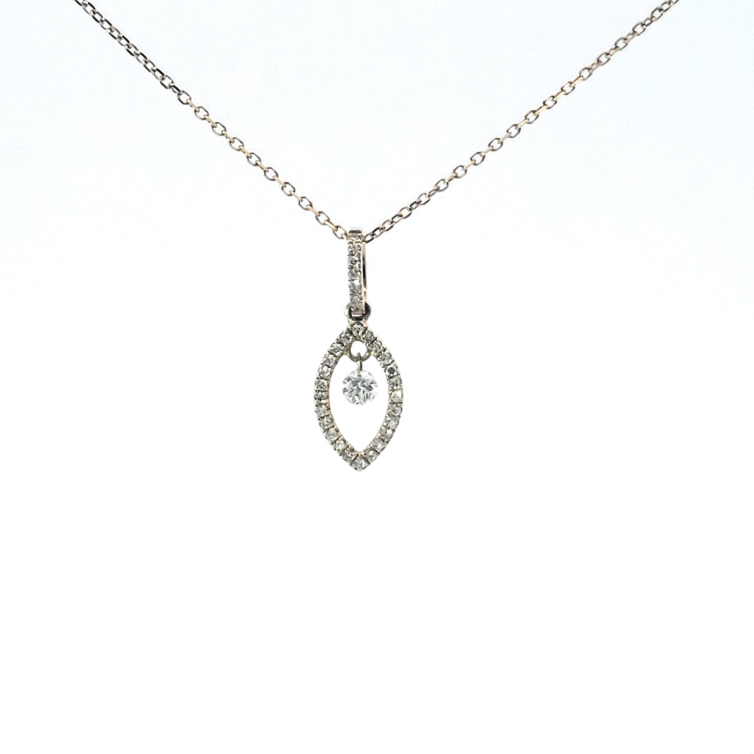 14K Yellow Gold Diamond Pendant, 18&quot;