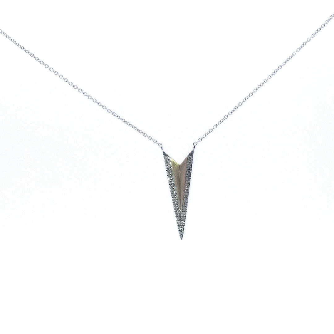 14K White and  Yellow Gold Diamond Pendant, 18&quot;