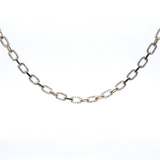 14K White and Yellow Gold Diamond Pendant, 18"