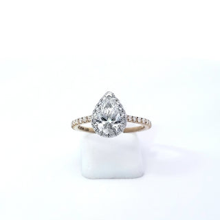 14K Yellow and White Gold 1.05cttw Pear Lab Grown Diamond Engagement Ring