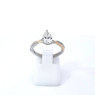 14K Yellow and White Gold 1.01cttw Pear Lab Grown Diamond Engagement Ring