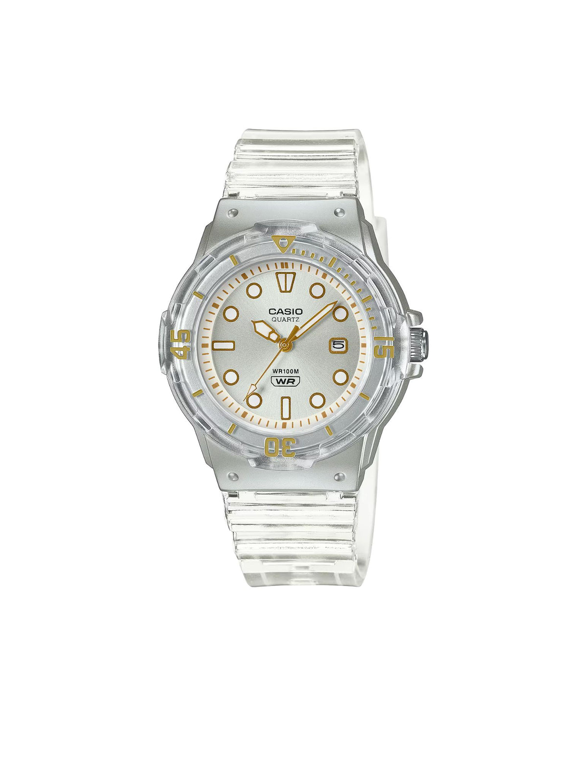 Casio Women&#39;s &#39;Dive Series&#39; Quartz Transparent Resin Casual Watch LRW-200HS-7EVCF, Transparent (Clear)