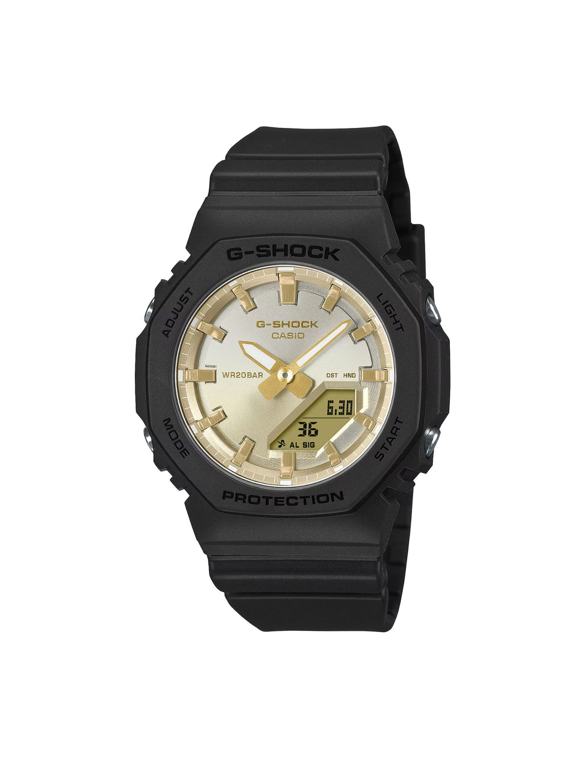Casio G Shock Ladies Watch, 2100 Series, GMAP2100SG1A Sunset Glow Series, A Darkening Sunset, Black/Gold