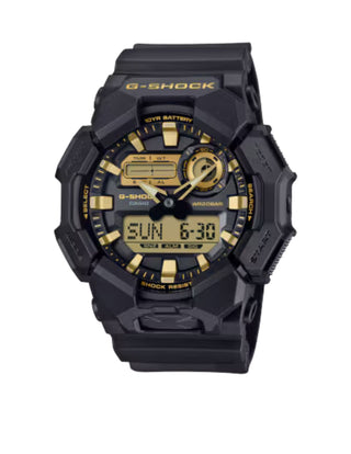 Casio G-Shock Analog Digital Watch, GA-010 Series, GA010GB-1A9, Black & Gold