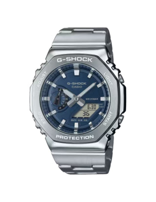Casio G-Shock Analog Watch, G-Steel, 2100 Series, GM2110D-2B, Navy Blue & Stainless Steel