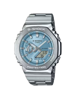 Casio G-Shock Analog Watch, G-STEEL, 2100 Series, GM2110D-2A, Sky Blue & Stainless Steel