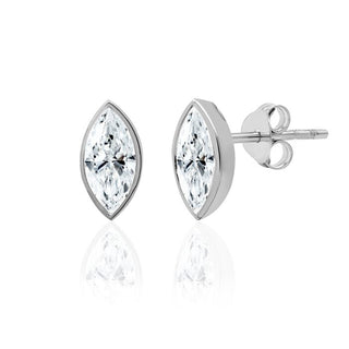 Gold Marquise Cut Stud Diamond Earrings