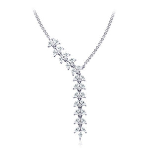 Plated Lab Grown Diamond Wreath Tennis Necklace