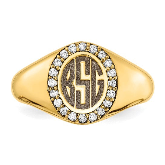 14K Yellow Gold 0.16cttw Diamond Men&#39;s Monogram Ring - Personalized