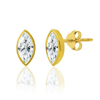 Gold Marquise Cut Stud Diamond Earrings