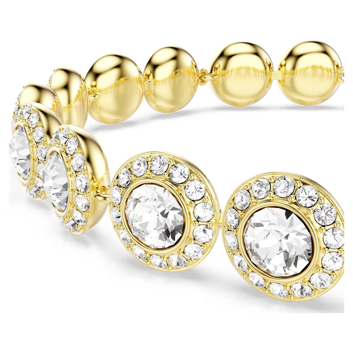 Swarovski Una/Angelic Tennis bracelet Round cut, Pavé, Medium, White, 18k gold plated - 5505469