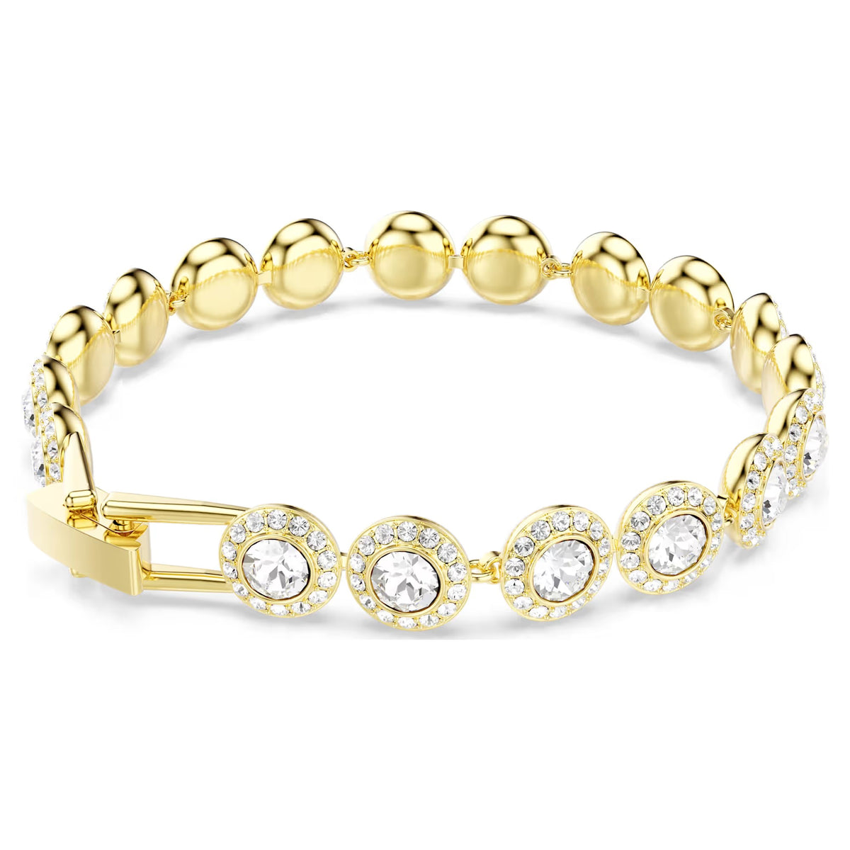 Swarovski Una/Angelic Tennis bracelet Round cut, Pavé, Medium, White, 18k gold plated - 5505469