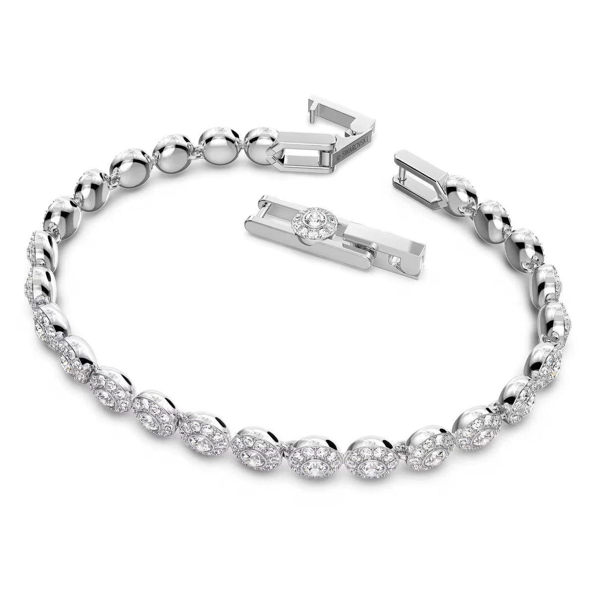 Swarovski Una/Angelic Tennis bracelet Round cut, Small, White, Rhodium plated - 5071173