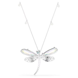 Ariana Grande x Swarovski pendant and brooch Crystal pearl, Mixed cuts, Dragonfly, White, Rhodium plated 5737429