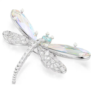 Ariana Grande x Swarovski pendant and brooch Crystal pearl, Mixed cuts, Dragonfly, White, Rhodium plated 5737429