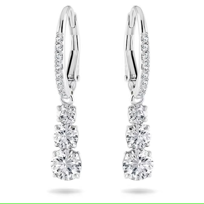 Swarovski Attract Trilogy hoop earrings, Round cut, White, Rhodium plated - 5416155/5689706 (SS)